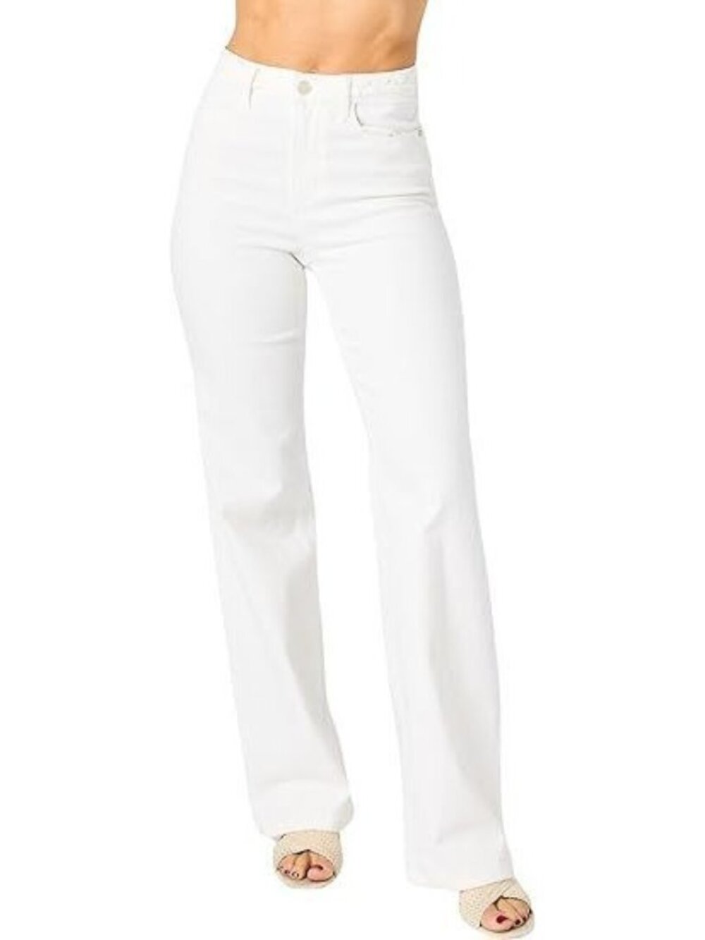 Judy Blue White High-Waisted Wide-Leg Pants Size 22W Lightweight Fabric Casual